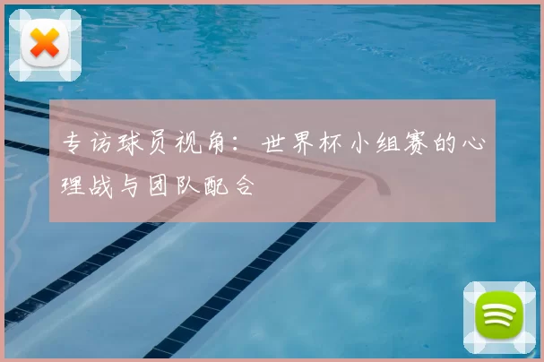 专访球员视角：世界杯小组赛的心理战与团队配合